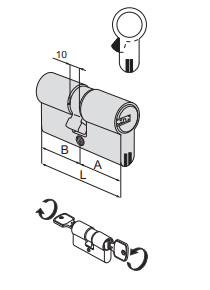 Cilindro A Profilo Europeo Astral Sigillo, Doppio cilindro frizionato ,( 0A3S1-41-0) Mano Destra - immagine 3