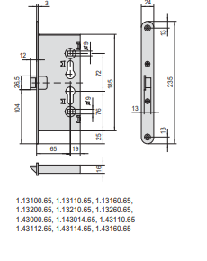 Serrature Da Infilare A Cilindro (43000-65-0) Ambidestra - immagine 2