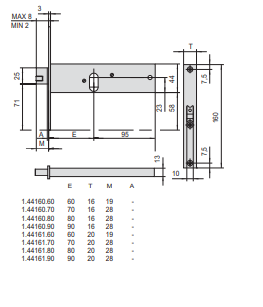 Serrature Da Infilare A Cilindro, Per Fasce H 44mm (44160-60-0) Ambidestra - immagine 2