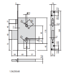 Serrature Da Infilare A Cilindro 3 Mandate (56250-60-0) Ambidestra - immagine 3