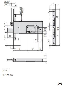 Serratura Da Infilare A Doppia Mappa, Per Fasce (57357-90-0) Ambidestra - immagine 2