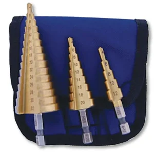 Set 3 Allargafori A Gradino In Acciaio HSS 4341 Attacco Esagonale 1/4"