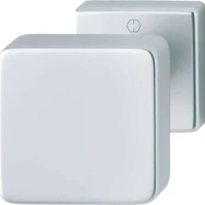 Pomolo In Alluminio Con Rosetta Per Porte D'Ingresso Finitura Argento