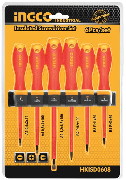 Set 6 Cacciaviti Isolati Ingco