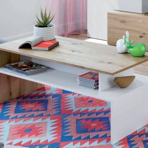 Tavolinetto Da Caffè Lyra Rovere Nodi/Bianco Artik cm 100x50x43h