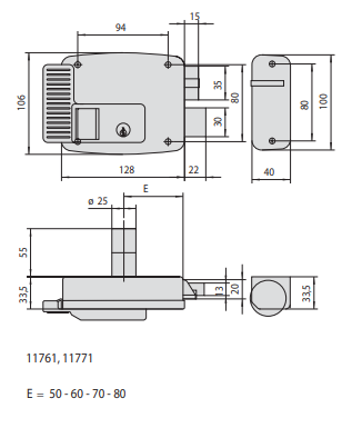Elettroserrature Da Applicare A Cilindro E 70mm Sinistra Interna (11761-70-2) - immagine 3