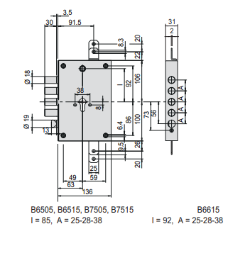 Serrature Da Applicare Ricifrabili Doppia Mappa , (B7665-38-A-00) - immagine 2