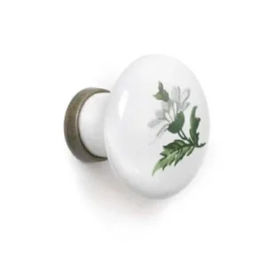 Pomolo Tondo In Ceramica Bianco