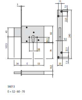 Serrature Da Infilare A Cilindro (56013-60-0) Ambidestra - immagine 2