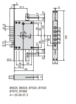 Serratura Da Infilare A Doppia Mappa (B7535-28-0) Ambidestra - immagine 2