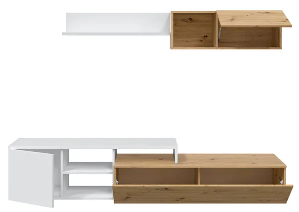 Mobile Soggiorno Tv Rovere Nodi Bianco cm.221x40x44h - immagine 3