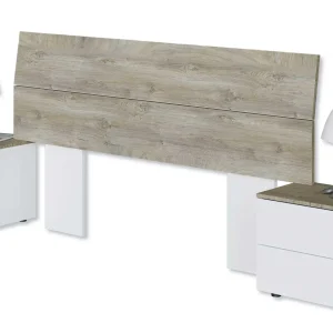 Testiera Con 2 Comodini Bianco Artik E Rovere Alaska