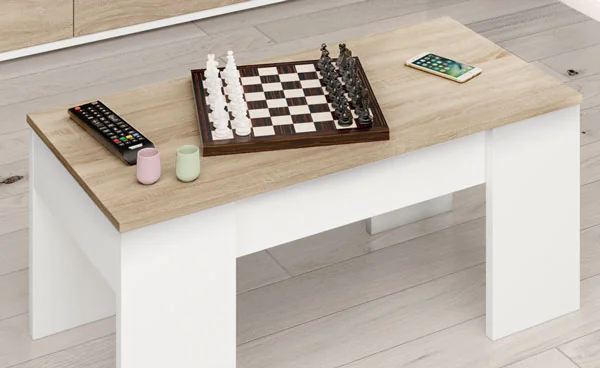 Tavolinetto Apribile cm.100x50x45h Canadian Bianco Lucido