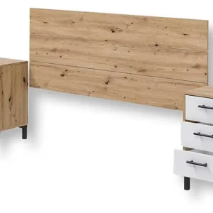 Testiera Con 2 Comodini Bianco Artik E Rovere Nodi