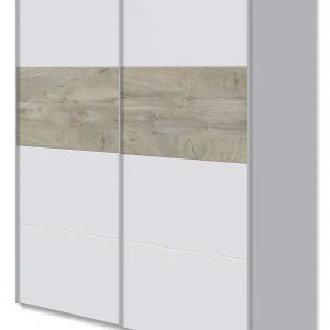 Armadio Con 2 Ante Scorrevoli Bianco Artik + Rovere Alaska