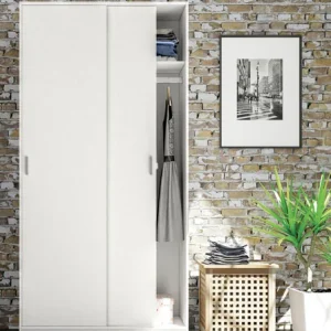 Armadio Scorrevole 2 Ante Scorrevoli 120x50x200h Bianco Lucido