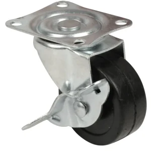 Ruota Girevole In Gomma Con Piastra E Freno