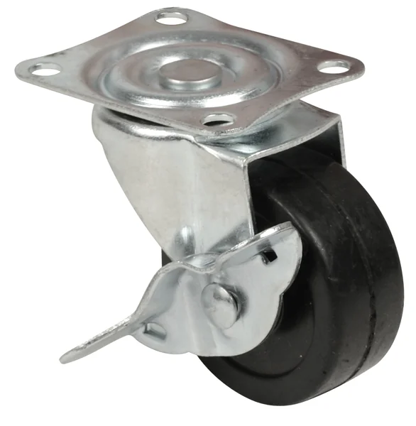 Ruota Girevole In Gomma Con Piastra E Freno