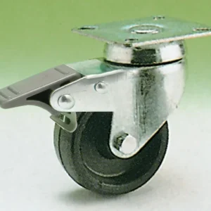 Ruota In Nylon Nera Su Piastra Girevole Con Freno