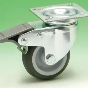 Ruota In Nylon/Gomma Su Piastra Girevole Con Freno