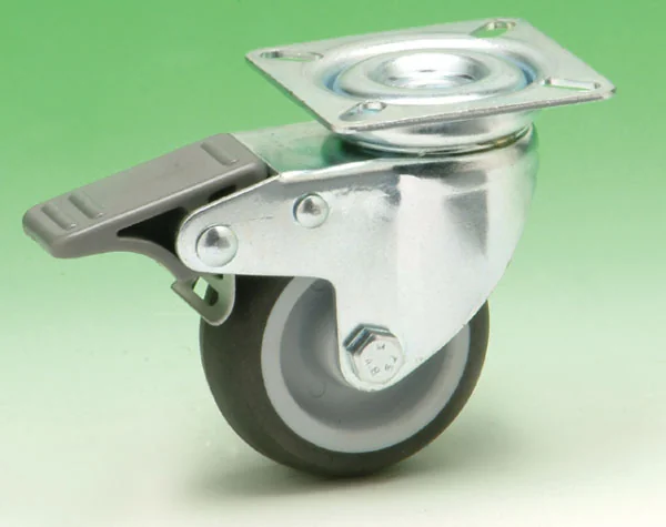 Ruota In Nylon/Gomma Su Piastra Girevole Con Freno