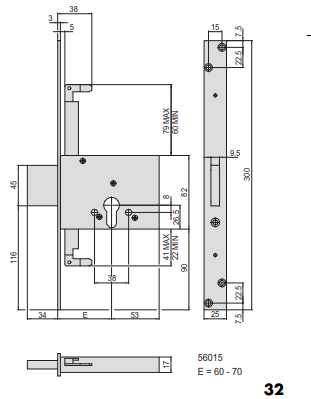 Serratura Da Infilare A Cilindro (56013-70-0) Ambidestra - immagine 2