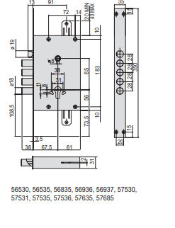 Serratura Da Infilare A Doppia Mappa (57535-88-0-00HR) Ambidestra - immagine 3