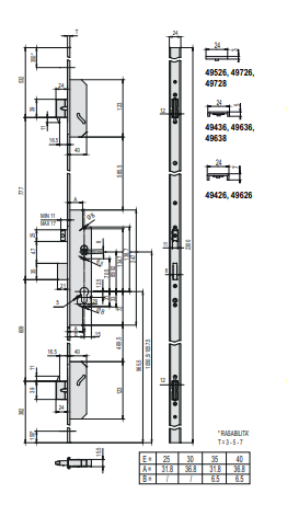 Serratura Da Infilare Ad Ingranaggi A Cilindro Multipunto (49436-35-0) - immagine 2