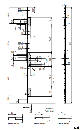 Serratura Multipunto Antipanico Con Catenacci Automatici (4P010-35-0-00) - immagine 2