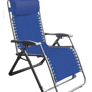 Sdraio Reclinabile In Acciaio E Seduta In Tessuto Oxford Imbottito