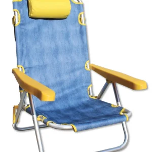 Spiaggina Mare Reclinabile 5 Posizioni In Alluminio, Tessuto Jeansato
