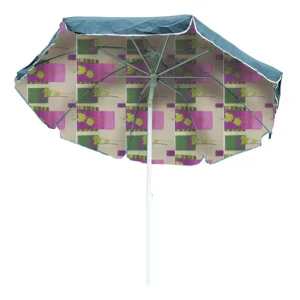 Ombrellone Mare In Tessuto Cotone, Palo In Acciaio Verniciato