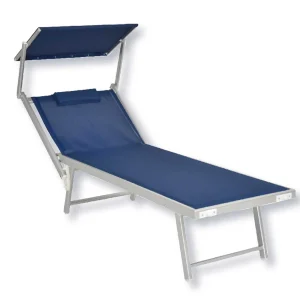 Lettino Lido In Alluminio/Texilene Con Parasole E Cuscino