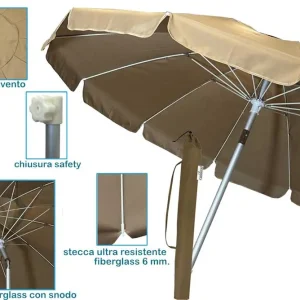 Ombrellone Mare Luxury d.200 12 Stecche Colori Assortiti