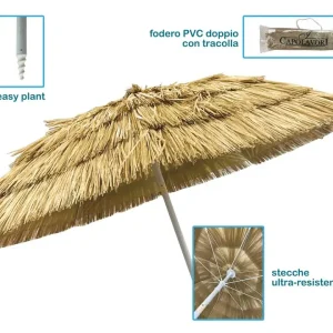 Ombrellone Mare Rafia d.200 Rafia Paglia 8 Stecche