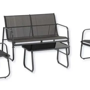 Salotto Gonzalo in Acciaio Set 4 Pezzi Antracite