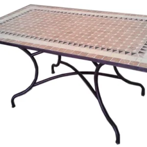 Tavolo In Mosaico Rettangolare Con Struttura In Acciaio Verniciato
