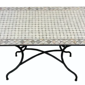 Tavolo In Mosaico Rettangolare Con Struttura In Acciaio Verniciato