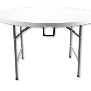 Tavolo Catering Pieghevole Acciaio E Resina Tondo d.120 Bianco