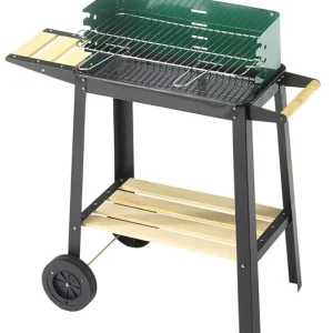 Barbecue Con Ruote, 1 Ripiano,1 Mensola cm.50X25X77H- Griglia cm 50x25