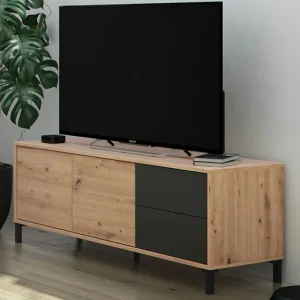 Mobile Basso tv 2 Ante 2 Cassetti cm.130x41x47h Rovere Antracite