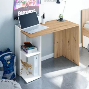 Scrivania Ad Angolo Reversibile Rovere Nodi Bianco cm.98.5x50x77h