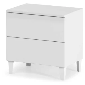 Comodino Loft 2 Cassetti Bianco Lucido 50x34x49h