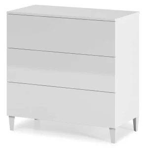 Cassettiera Loft 3 Cassetti Bianco Lucido 80x40x80h