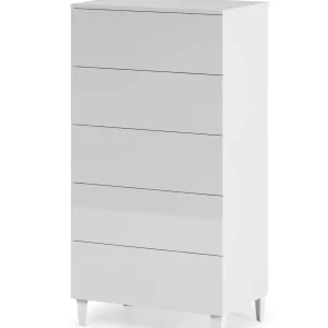 Cassettiera Loft 5 Cassetti Bianco Lucido 61x40x117h