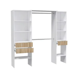 Armadio Guardaroba Ethna 3 Cassetti + Ripiani 190x40x187h