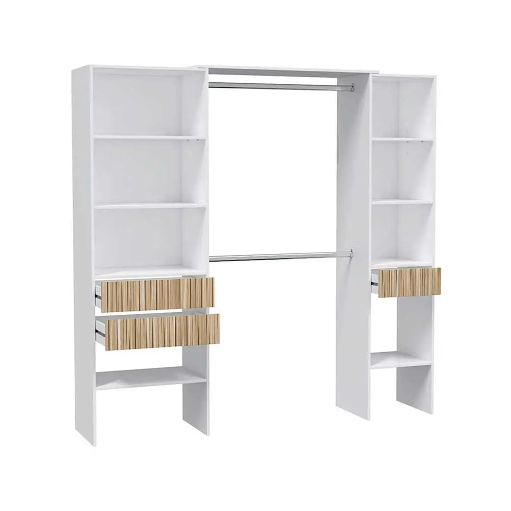 Armadio Guardaroba Ethna 3 Cassetti + Ripiani 190x40x187h