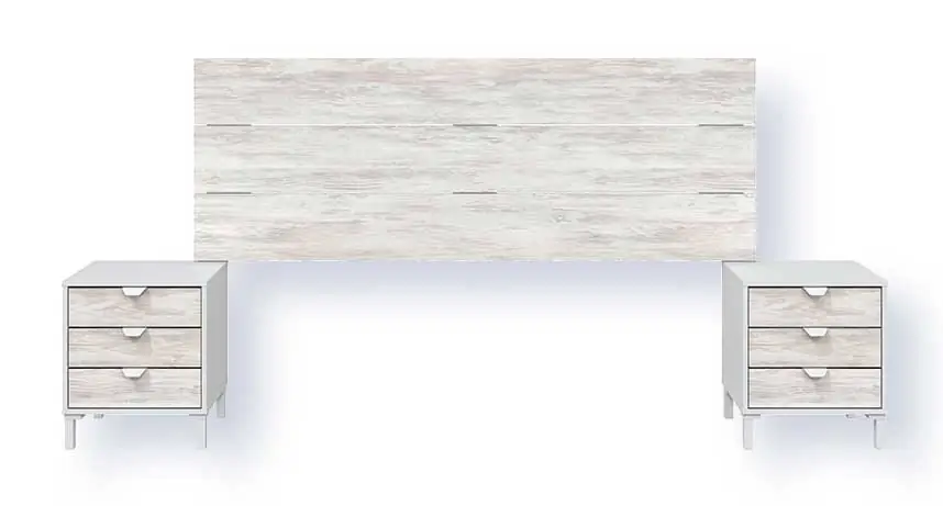 Testiera Con 2 Comodini Bianco Artik - Bianco Velho - immagine 2