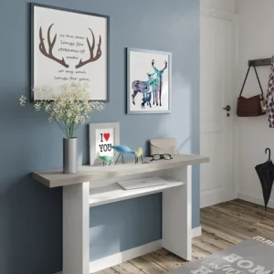 Tavolo Consolle 120x35/70 Cemento / Bianco