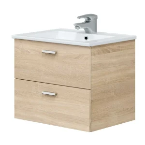 Mobile Bagno Eco kit 60 2 Cassetti Rovere Canadian 60x45x50h